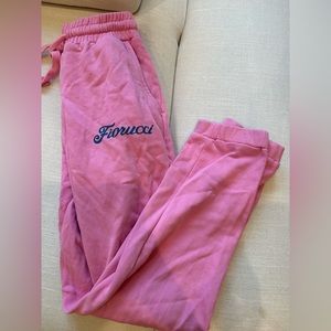 Fiorucci pink organic cotton track pants with blue logo